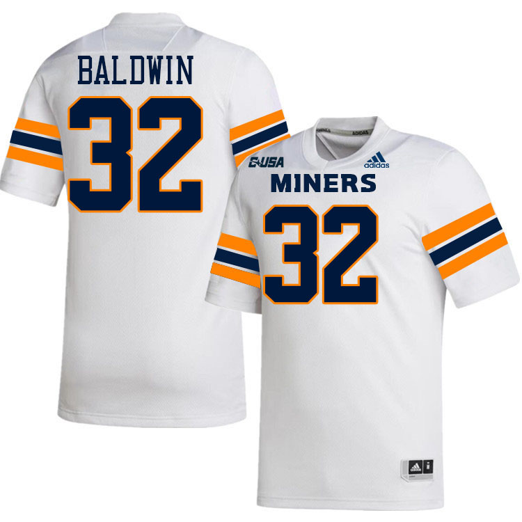 #32 Elijah Baldwin UTEP Jersey,UTEP Miners College Football Jersey,Uniforms-White